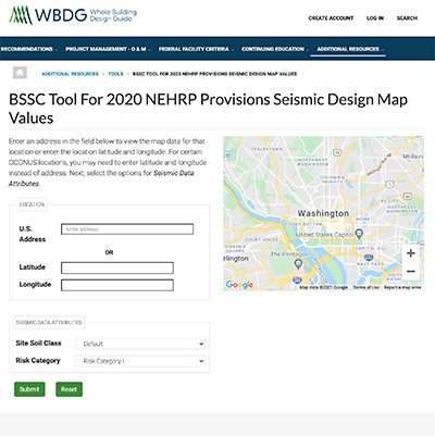 BSSC Tool For 2020 NEHRP Provisions Seismic Design Map Values