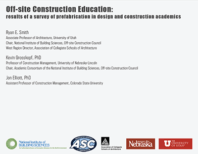 Off-site Construction Education: results of a survey of prefabrication in design and construction academics