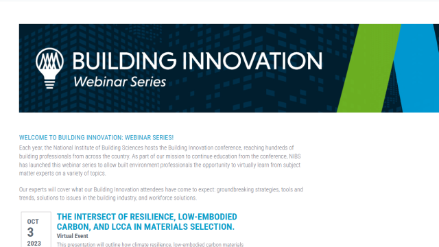 NIBS Opens Up Building Innovation Webinar Series