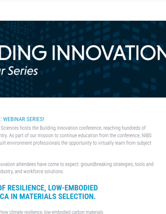 NIBS Opens Up Building Innovation Webinar Series